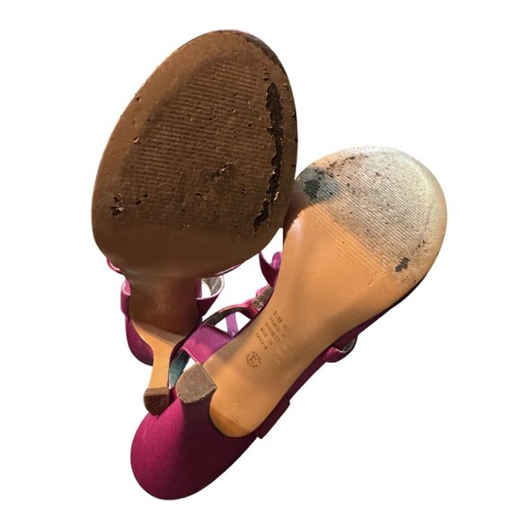 Jacqueline Ferrar Womens Burgundy Satin Strappy Heeled Sandals Size 8 - Picture 9 of 10